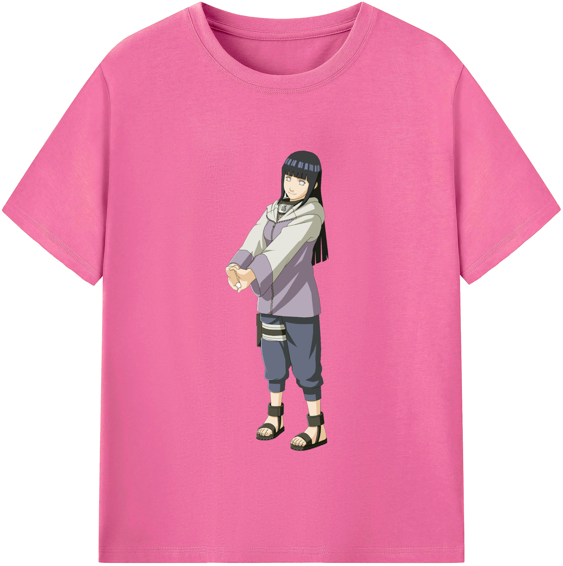 （画像用） NARUTO -ナルト- 日向ヒナタ Hyūga Hinata レディースカジュアルプリントTシャツ（綿100％）